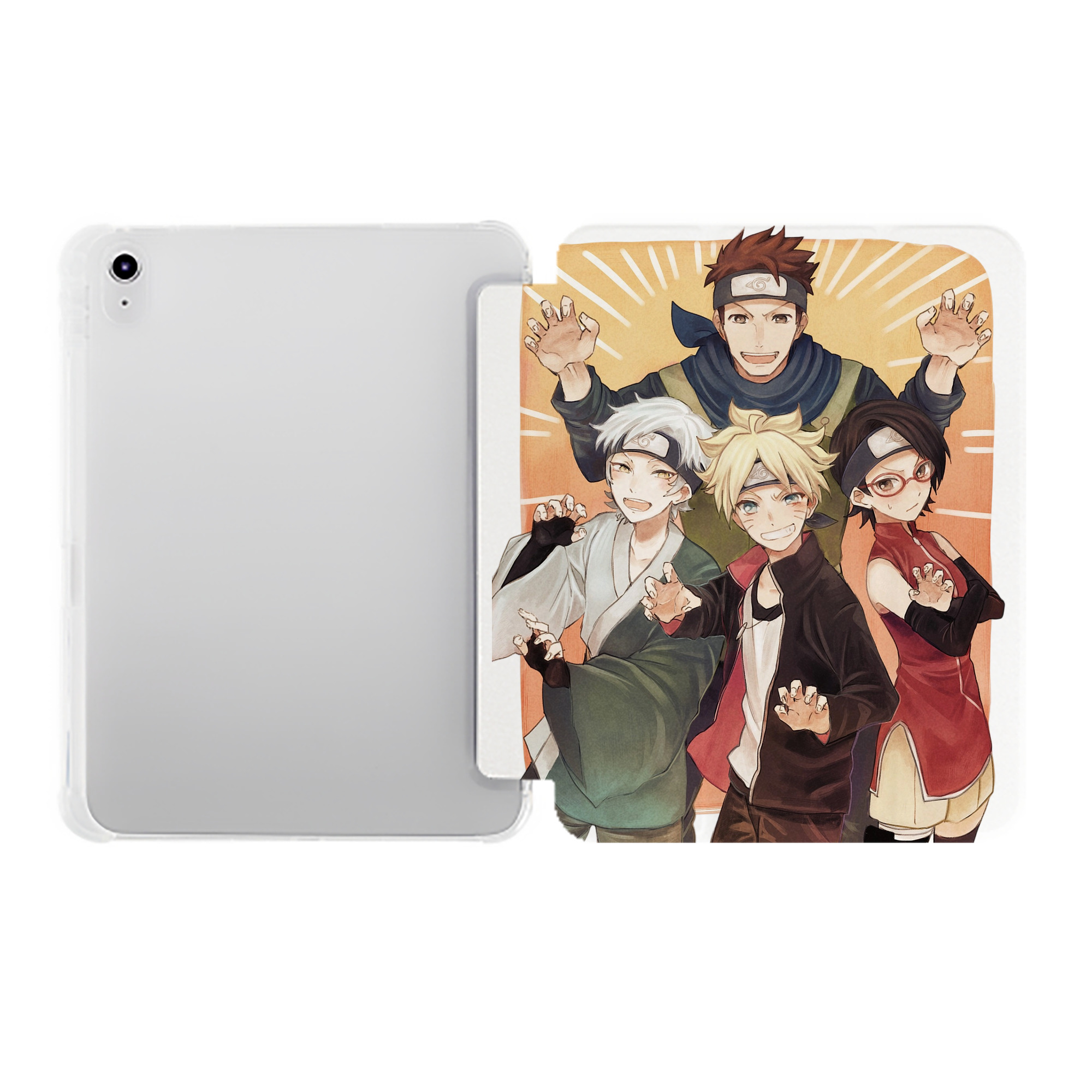 （画像用） NARUTO -ナルト- うちは サラダ Uchiha Sarada IPad ケース ペン収納付き 三つ折りスタンド PUレザー×シリコン 対応機種9.5/10.5/10.9インチ